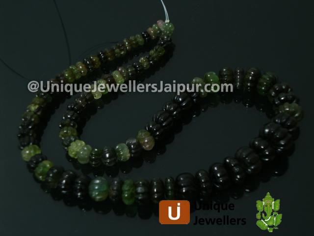 Multi Tourmaline Carved Pumpkin Beads